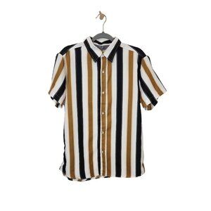 Shein Manfinity‎ RSRT Men Striped Print Button Down Shirt - Size Medium